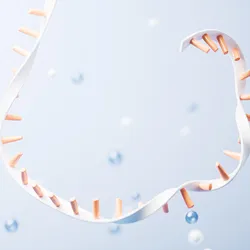3D rendered mRNA molecule in suspension