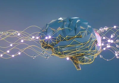 Graphic of a brain with abstract wires and neural connections