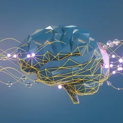 Graphic of a brain with abstract wires and neural connections