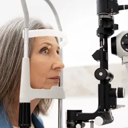 Image of a woman undergoing an eye examination.