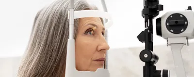 Image of a woman undergoing an eye examination.