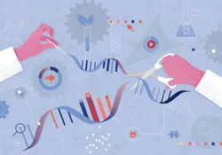 Abstract vector illustration depicting concept of gene therapy.