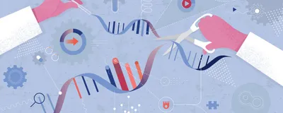 Abstract vector illustration depicting concept of gene therapy.
