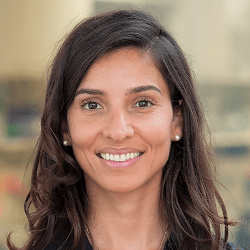 This photograph shows Lena Pernas, an assistant professor in the Department of Microbiology, Immunology, & Molecular Genetics at the University of California, Los Angeles.