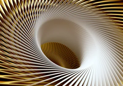 Abstract metallic spiral pattern evoking precision, motion, and engineered performance