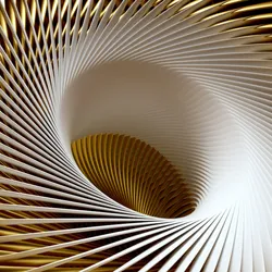 Abstract metallic spiral pattern evoking precision, motion, and engineered performance