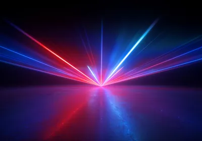 Abstract background with red and blue laser lights