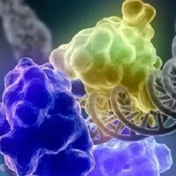 Illustration of CRISPR-based base editing, specifically DNA ligase, one of the cell proteins involved in repairing double-strand breaks in DNA.