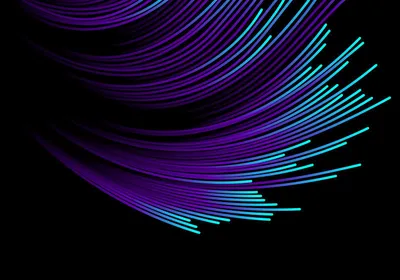 Abstract curved lines in purple and cyan