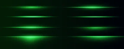 A series of eight glowing green lines