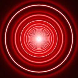 Abstract tunnel composed of neon concentric rings