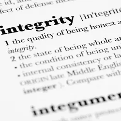 Dictionary definition of the word integrity, here in the context of research ethics and integrity.