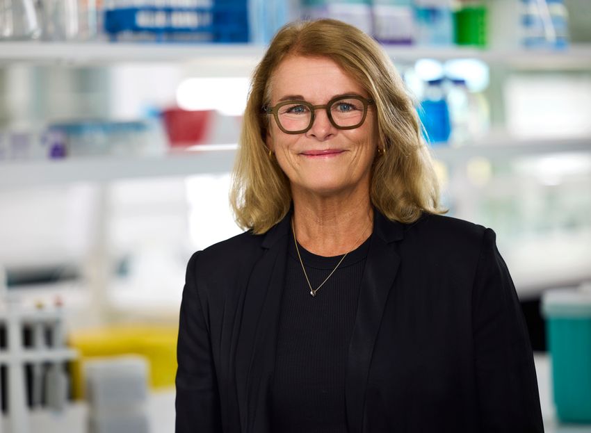A photograph of Elisabet Stener-Victorin wearing a black top and black blazer and glasses.