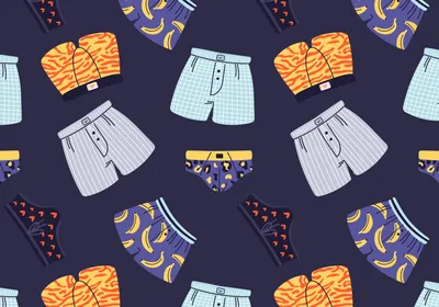 Various types of underwear are shown on a dark blue background.