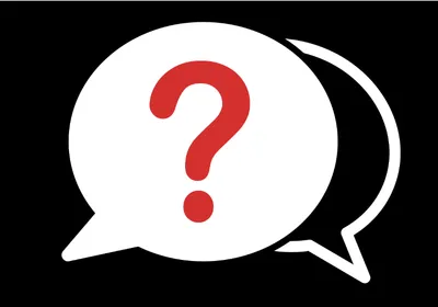 Image of two speech bubbles. One has a red question mark inside.