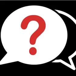 Image of two speech bubbles. One has a red question mark inside.