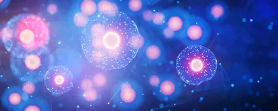 Rendering of cells interacting, representing advanced cellular therapeutics and immunotherapy.