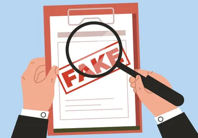 Fake document profile fraud paper office stamp concept, signifying fake references in the biomedical literature. 