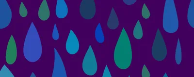 An illustration of blue and green liquid droplets on a purple background.