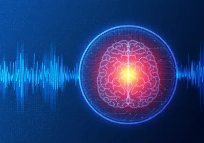 Conceptual illustration of neuromodulation and neurostimulation, signifying the principle of optogenetics.