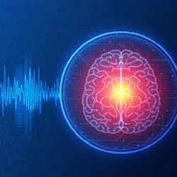 Conceptual illustration of neuromodulation and neurostimulation, signifying the principle of optogenetics.