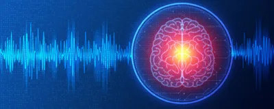 Conceptual illustration of neurostimulation and neuromodulation, signifying the principle of optogenetics.