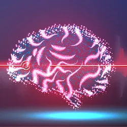 Concept of brain stimulation using light, signifying optogenetics that controls cells.