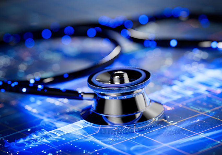 A stethoscope on top of a digital screen A stethoscope on top of a digital screen