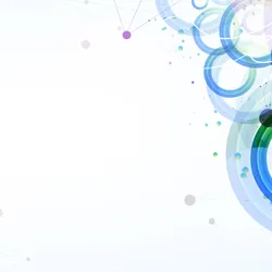 Abstract pattern of multicolored circles on a white background.