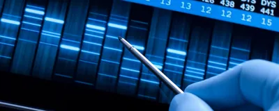 DNA test sequence for research and science, signifying 454's sequencing efforts. 