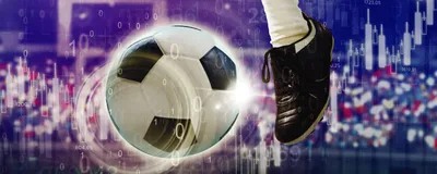 A soccer player kicks a soccer ball with statistics that can help predict the outcome behind them.