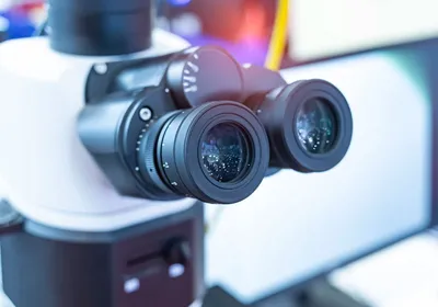 Industrial electronic high productivity stereo optical microscope, signifying super-resolution microscopy techniques.