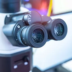 Industrial electronic high productivity stereo optical microscope, signifying super-resolution microscopy techniques.