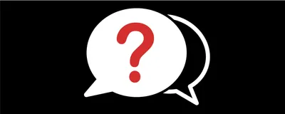 Image of two speech bubbles. One has a red question mark inside.