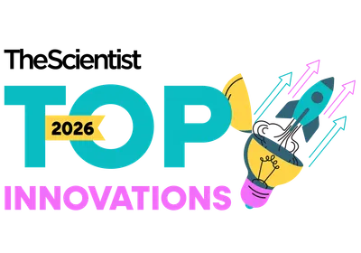 The Scientist’s 2026 Top Innovations contest logo with a rocket ship coming out of a light bulb