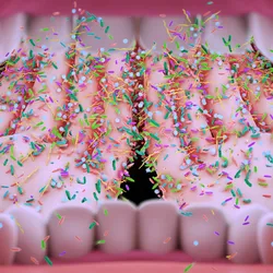 Multi-colored microbes are shown in a drawing of a mouth.