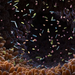 An illustration signifying the human microbiome.