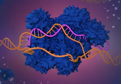 Multicolored conceptual image of gene editing research.