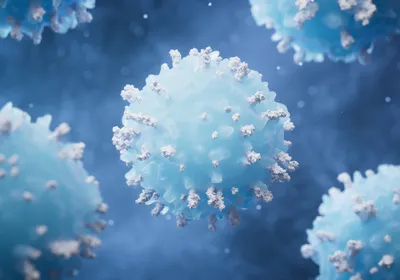 Illustration of immune cell with antibodies