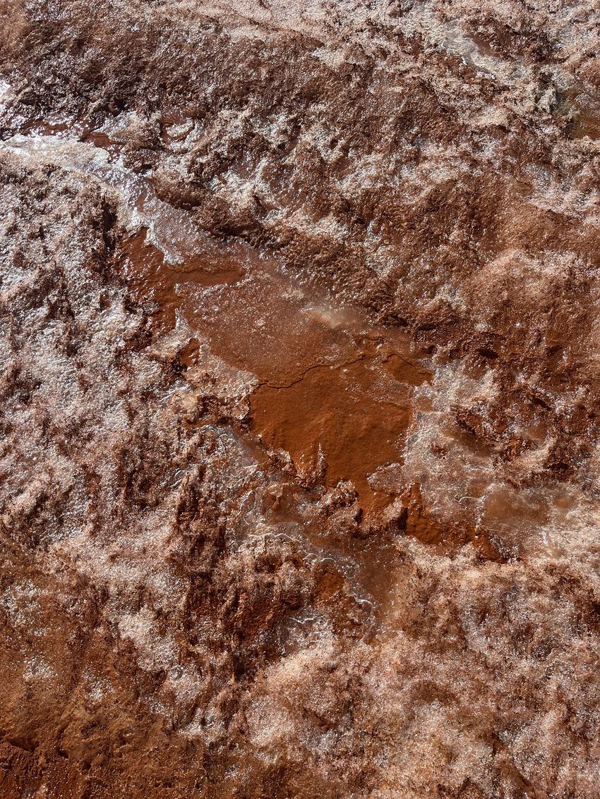 Red ice at Blood Falls in Antarctica.