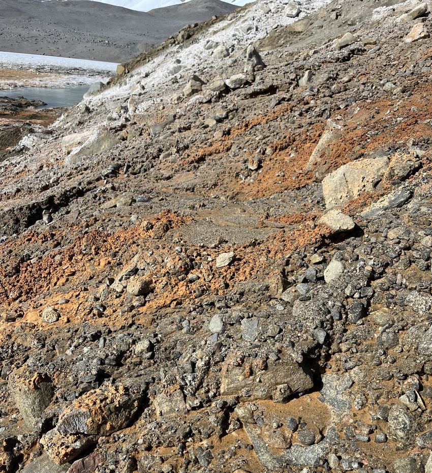 Red sediment at Blood Falls in Antarctica