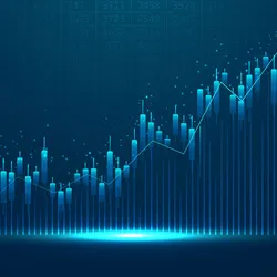Alt-Text A conceptual image of blue histograms on a graph gradually increasing in size up toward the right with a trendline following. 